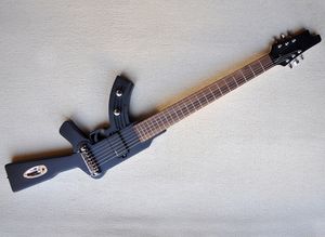 Gitara elektryczna w kształcie czarnej pistoletu z lewej ręki z podstrunnicą z palisną palisną pistoletem można dostosować jako żądanie