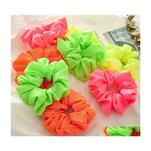 Bandos de borracha de cabelo Chegada Mulheres Scrunchies Elastic Hairband Girls Fashion Hair Ties Ponytail Titulares Bright Color Acess￳rios Drop D Dheuf