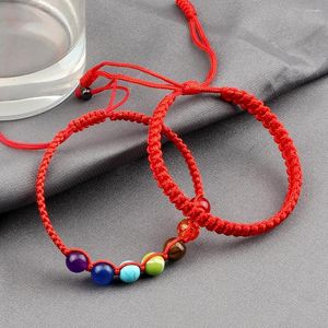 Strand 2Pcs 7 Chakra Knot Rope Bracelet Natural Stone Beads Bracelets Handmade Ethnic Tibetan Bracelet&Bangles Women Men Counple Jewery