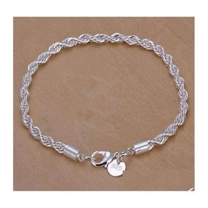 Kette 4mm 925 Silber vergoldet Twist Seil Kette Armbänder für Frauen Männer Hochzeit Party Armband Charms passen Murano Perlen Drop Lieferung 2021 Dh2RF