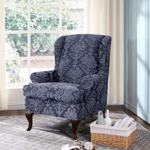 Chair Covers Thicken Jacquard Floral Wing Cover Spandex Stretch Sofa Armchair Slipcover Wingback Lounge Cushion Funda Silla