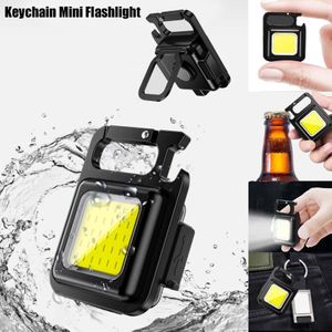 Mini Flashlight Keychain Rechargeable Cob Waterproof Portable Led Work Light 4 Light Modes Bright for Walking Camping Hiking