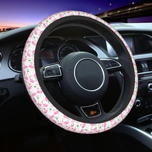 Steering Wheel Covers Flamingo Seamless Pattern 37-38cm Women Men Anti-Slip Protector Fit For SUV Car Accessories