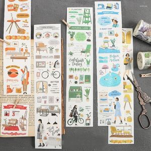 Hediye sargısı Diy geniş wahi bant 60mm çim çiçek günlük yaşam ins stil scrapbooking mor sarı kırmızı yeşil renkler kırtasiye çıkartma