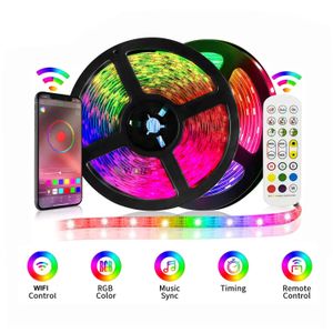 RGB-LED-Streifenlicht-Set, flexibles Band, Streifenlicht, WLAN, Bluetooth, Musiksynchronisation, Controller-Adapter im Lieferumfang enthalten
