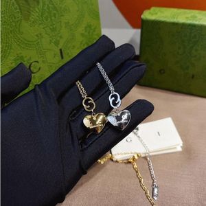 Popüler marka kalp kolye kolye lüks tasarımcı kolyeler moda k altın kaplama gümüş kaplama uzun zincirli yüksek uç zarif aksesuarlar hediye x434