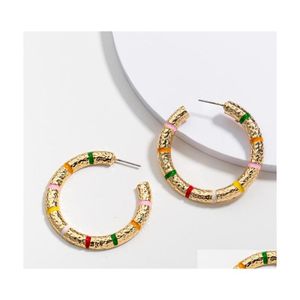 Hoop Huggie Fashion Jewelry Vintage Simple Hoop Earrings Colorf C Shape Stud Earring Drop Delivery Dhuuk