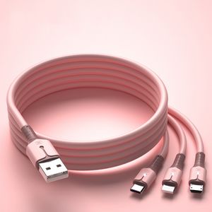 Durable Fast Charging Flexible Liquid Silicone Tape Lampt Data Cable Rubber Micro Android iphone type c Mobile Phone Charger Cables B209