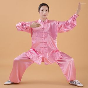 Этническая одежда женщин шелк Silk Satin Yaga Tai Chi костюм женский китайский стиль воротник Wushu Martial Arts Униформа