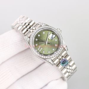 Luksusowy zegarek damski Diamond Green Round Deal 36 mm odporny na zarysowanie niebieski krystalicznie wodoodporne składane klamra stali nierdzewnej 904L powiększony kalendarz Monte de Luxe 007