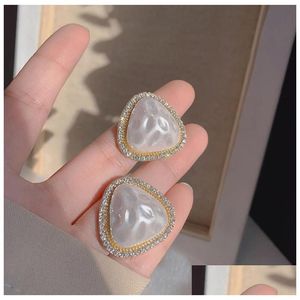 Stud Fashion Jewelry S925 Sier Post Triangle Stud Orecchini Rhinstone Sweet Drop Delivery Dhxxs