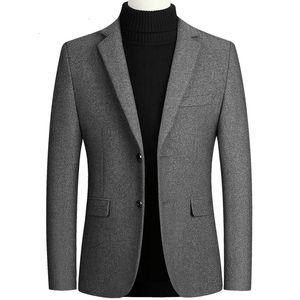 Erkek yün harmanlar moda erkek blazer ceketler üst takım elbise erkek ceket bahar akıllı ceket katı katı iki düğme katlar 221201