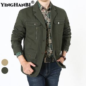 Men's Suits Blazers Spring Fall Men Military Blazer Jacket Autumn Casual Cotton Washed Solid Coats Army Bomber Suit Jackets Denim Cargo Trench 221201