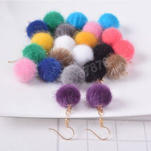 Lovely Fake Rabbit Faux Fur Ball Dangle Earrings Cute Soft Pompom Long Drop Earring Jewelry For Lady Women Girls