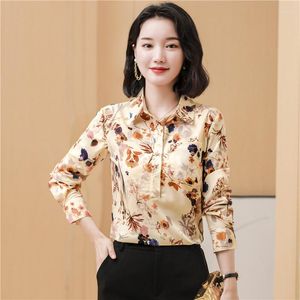 Women's Blouses Drop Spring Summer Fall Vintage Floral Print Collar Pullover Long Sleeve Womens Party Casual OL Work Top Shirts Blouse