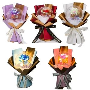 Party Home Decor Valentine's Day Christmas Bobo Ball Color Golden Flower Rose LED Light Emitting Decoration Gifts P1202