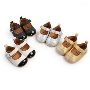 Primeiros Walkers Spring Autumn Baby Girls Princess Shoes Soft TPR Sole solteira de moda de moda Bling raso Mary Janes