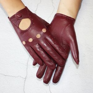 Five Fingers Gloves style sheepskin gloves women leather thin single layer unlined hollow breathable riding motorcycle gloves spring and summer 221202