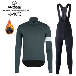 Cycling Jersey Sets Ykywbike Winter Clothing Bike Set with Weatherproof Windbreaker Thermal Fleece Coat Apparel Outfits 221201