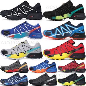 Rinnande skor män Salomon Speed ​​Cross 4 CS Mens Black and Yellow Edges Orange Red Dark Grey Silver Trainers Outdoor Sports Sneakers 40-46