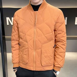 Kamizelki męskie Hip Hop White Duck Down Jacket Fall Winter Swobous Short Baseball Collar Lekki ciepły zagęszczony płaszcz na 221201