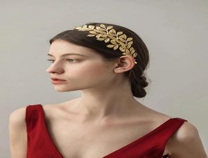 2021 Yunan Tanrıça Saç Vine Tiara Gelin Zeytin Taç Barok Kafa Bandı Altın Yaprak Şube Başlık Peri Düğün Takı Accessorie7736346