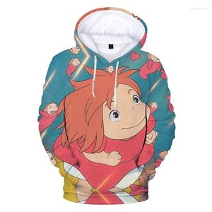 Hoodies masculino Ponyo de anime no penhasco 3D Capuz de moletons harajuku desenho animado masculino Mulheres moda casual pulôver legal