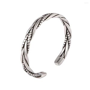 Bangle simples vintage Twisted Woven Bracelet Men Women Retro Silver Color Handmade Bangles de abertura exclusiva Presente