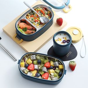 Lunch Boxes Lunch Box With Compartments For School Kids Portable Thermal Stainless Steel Food Container Microwave MultiLayer Bento Box 221202