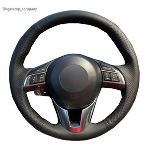 Mazda CX-5 CX5 ATENZA 2014 NEW MAZDA 3 CX-3 2016 SCION IA 2016用DIYブラックソフト人工革製の車両ハンドルカバー