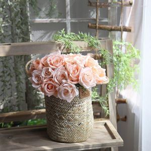 Decorative Flowers Rose Bouquets Artificial Wholesale Foreign Trade Wedding Bouquet Home Decoration Garden Plants Fall Party Decor Table