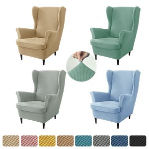 Chair Covers Polar Fleece Sloping Arm Wing Back Elastic Armchair Slipcovers Removable Sofa Slipcover with Seat Cushion Cover 221202