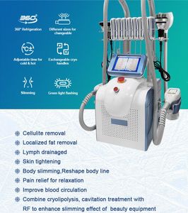 Professionell 7 i 1 360 ° Cryo Cryolipolysis Fat Freeze Slant Machine 3 HANDLAR CRYOTHAPY Ultraljud Cavitation Freezing Device Beauty Salon Equipment