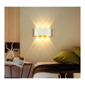 Lampade da parete su e giù per interni 2W 4W 6W 8W Led Ac100V 220V Alluminio Decorare Sconce Camera da letto Drop Delivery Lights Ligh Dhflg