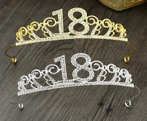 Gouden zilver 18 jaar oud verjaardagsfeestje Kroon nieuwe aankomst prinses tiara meisje glitter sparkle schattige hoofdbanden haar accessoire2814067