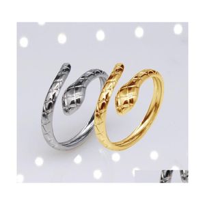 Bandringar Fashion Jewelry Titanium Rostfritt stål Snake Ring Man Öppning Justerbara ringar Drop Delivery Dhryk