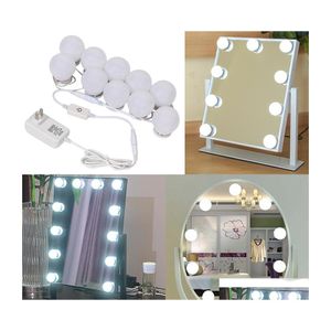 Vägglampor LED Vanity Mirror Lights Kit Style USB Makeup 10 BBS Fixtur Strip för bordsset Dimmer Power Drop Delivery Lighti Dhisr