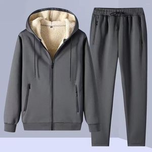 Männer Trainingsanzüge 2022 Winter Plüsch Verdickt Sport Anzug männer Sportswear Fleece Lamm Warme Zwei Stück Set Trainingsanzug Männer