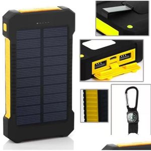 Other Electronic Components 20000Mah Solar Power Bank Charger With Led Flashlight Compass Cam Lamp Double Head Battery Panel Waterpr Dhyhc