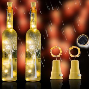 Dekoracje ogrodowe energia słoneczna butelka do wina światła LED wodoodporne sznur Światło na świeżym powietrzu girland świąteczny bar ślubny el dekoracja 221202
