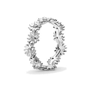 Feiner Schmuck authentisch 925 Sterling Silver Ring Fit Pandora Charm Sparkling Daisy Flower Crown Engagement DIY Eheringe9254092
