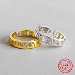 Cluster Rings 925 Sterling Silver Korean Version Koncise Chic Justerable Designs Hollow Roman Normals Gifts for Women