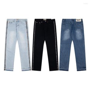 Men's Jeans Designer Vintage Washed Side Zip Mid-waisted Straight High Street Baggy Men Women Spring Autumn Casual Cargo Pants on Sale