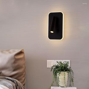 Wall Lamp Modern Led Background Reading Light Fixture Bedroom Nordic Sconce Bedside Decoration Lighting El Spotlight Rotate