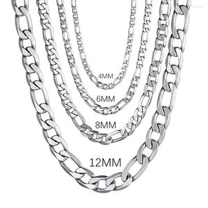 Zincirler Erkekler 925 STERLING Gümüş 4mm/6mm/8mm/12mm Curb Küba Zincir Kolye 16-30 inç Erkek Kadın Moda Takı Yüksek Sonu