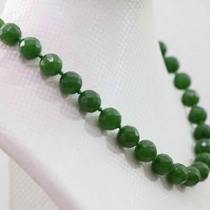 Fashion Green Jades Stone Chlacedony 10mm Facemed Round Classical Jewelry Necklace 18 