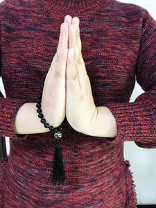 Strand mm de pulseira preta fosca de onyx manuada mini rosários bracelets cura miçangas ioga de oração de energia