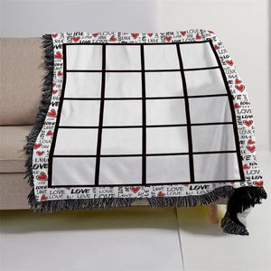 20 penels blankets Sublimation blank blanket with tassels Heat transfer printing shawl wrap sofa sleeping throw blankets 125X150cm