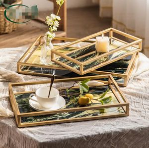 metal tea cup tray Table Decoration Luxury household fruit trays Iron art gold hotel model room decoration decorations antique