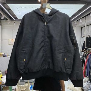 Jackets masculinos Jaqueta de couro de outono e inverno High Street Vintage Zipper Capeled Jacket Men e Wind Wind Jacket T2221130